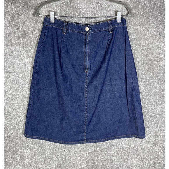 Isaac Mizrahi For Target A-Line Front Slit Jean Skirt Womens Size 8 Stretch Blue - Picture 2 of 9